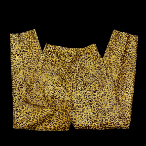 🎉HP🎉 NWT CEDARS Gold & Black Metallic Animal Print Lined Leather Pants Size 12 - Picture 2 of 16